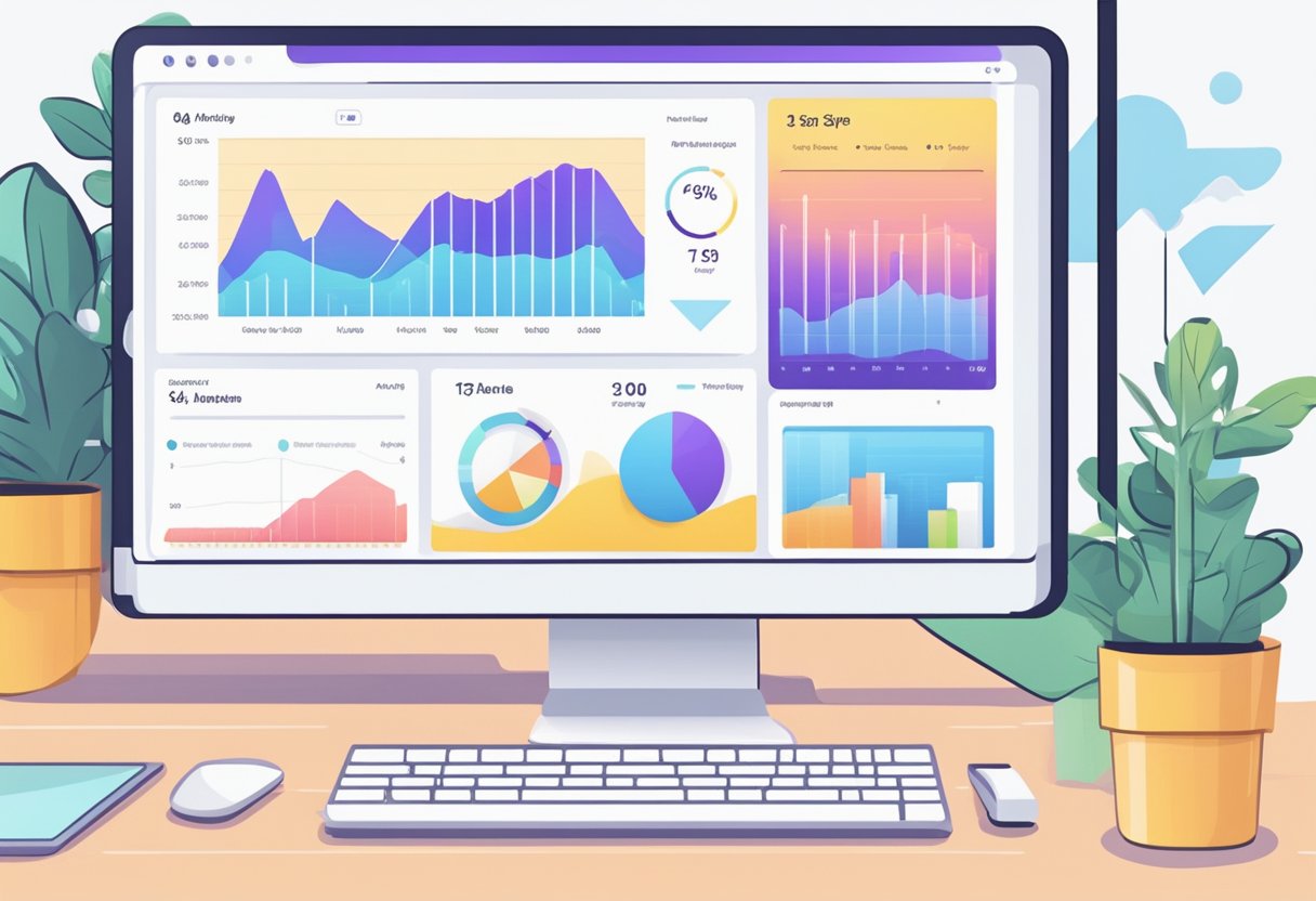 A computer screen showing Shopify analytics dashboard with increasing online sales graph